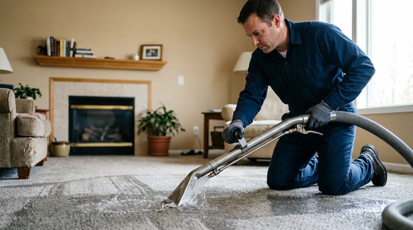 Water damage restoration technician working near Westborough, MA